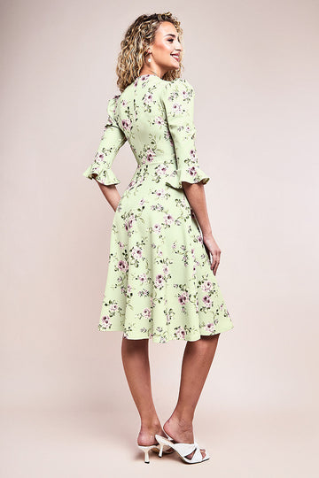 Floral Printed Flared Sleeve Midi Dress Goddiva